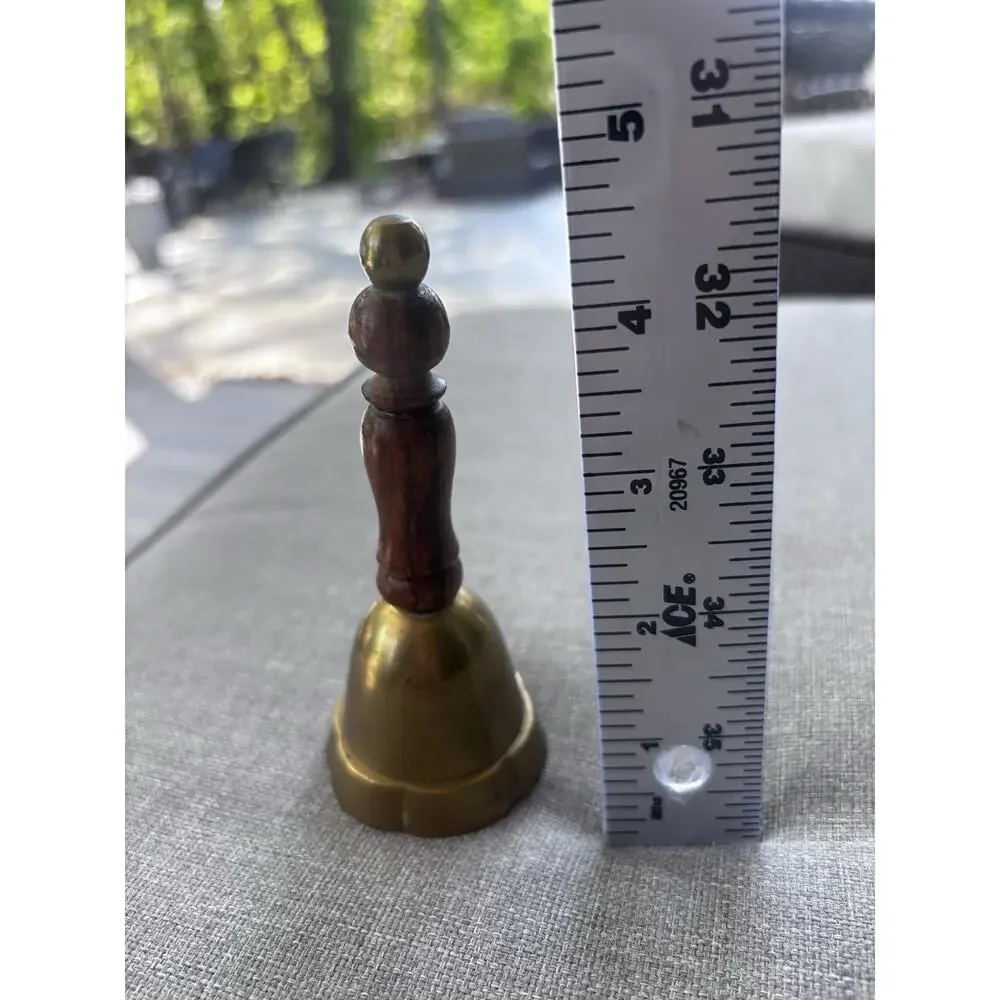 Vintage Solid Brass Hand Bell with Black Wooden Handle for School Teacher Bell